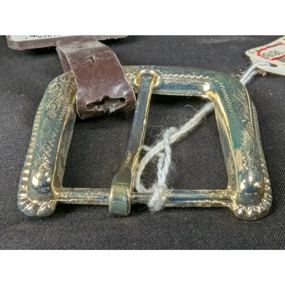 Nocona Belt Co. Western Style Belt Buckle Gold Tone Engraved Scrollwork New NOS